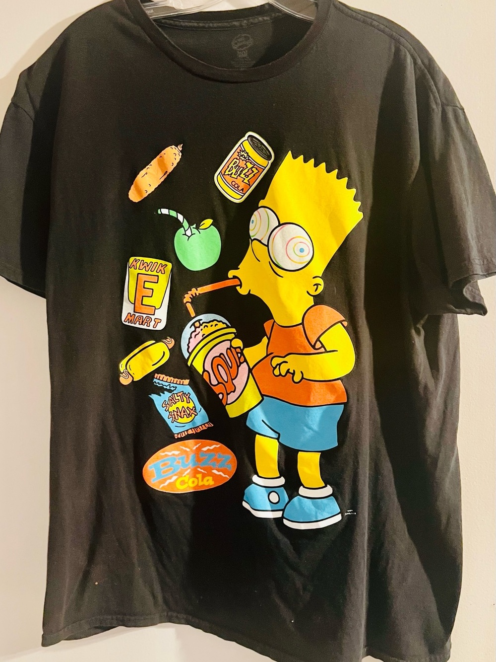 Bart Simpson black Graphic VTG Tee with Neon Bart Simpson Design XL